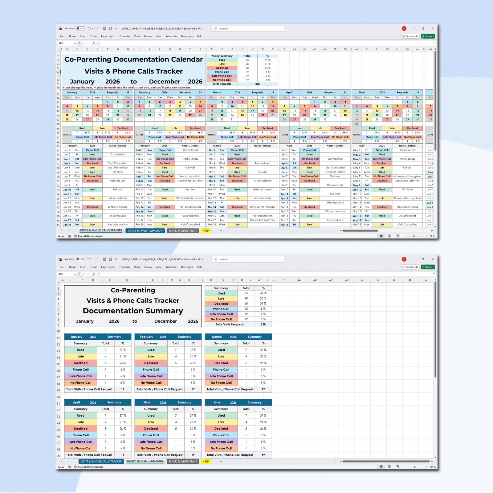 Co-Parenting Visitation & Phone Call Tracker | Excel & Sheets - Image 5